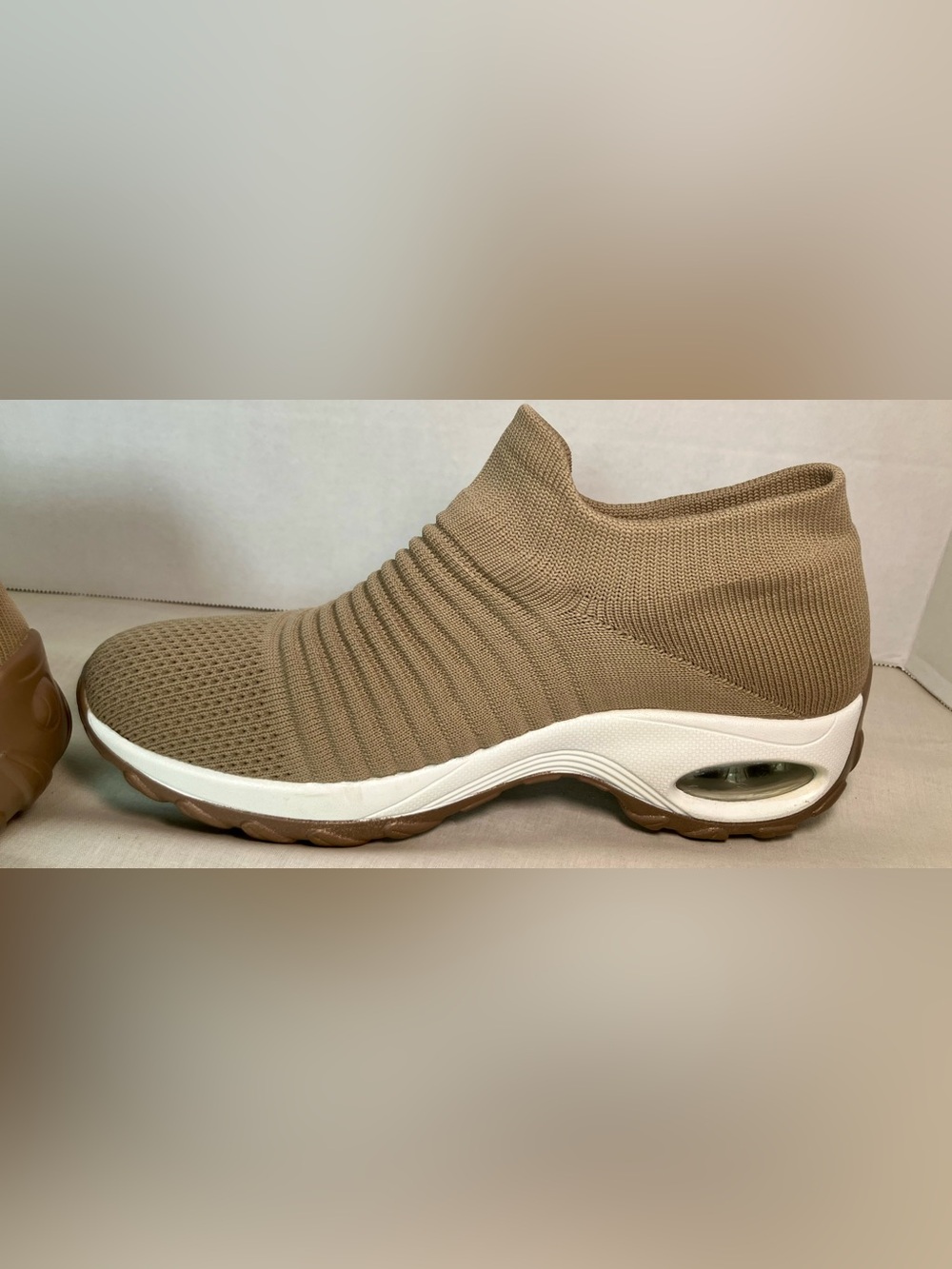 STQ Women's Walking Shoes Slip on Breathable Sneakers Taupe US SIZE 9 - Picture 11 of 16